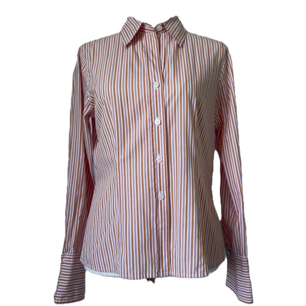 MICHAEL Michael Kors | Orange Lavender & White Striped Button-Down Shirt Sz 10